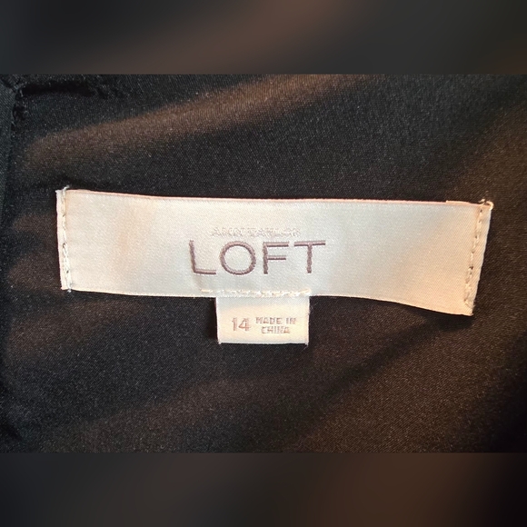NWOT LOFT Black Floral Chiffon Party Dress 14 - Picture 3 of 6